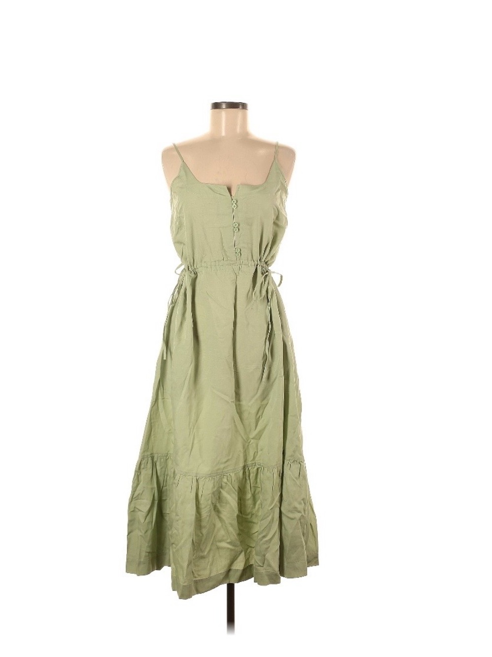NWT Darling Sage Green Spaghetti Strap Linen Midi Dress